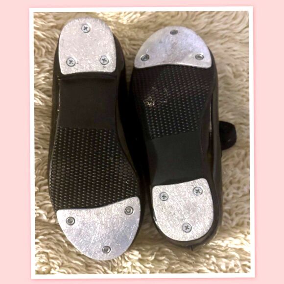 Little Girls Dance Class Black Tap Shoes - Size 8 - Picture 2 of 3
